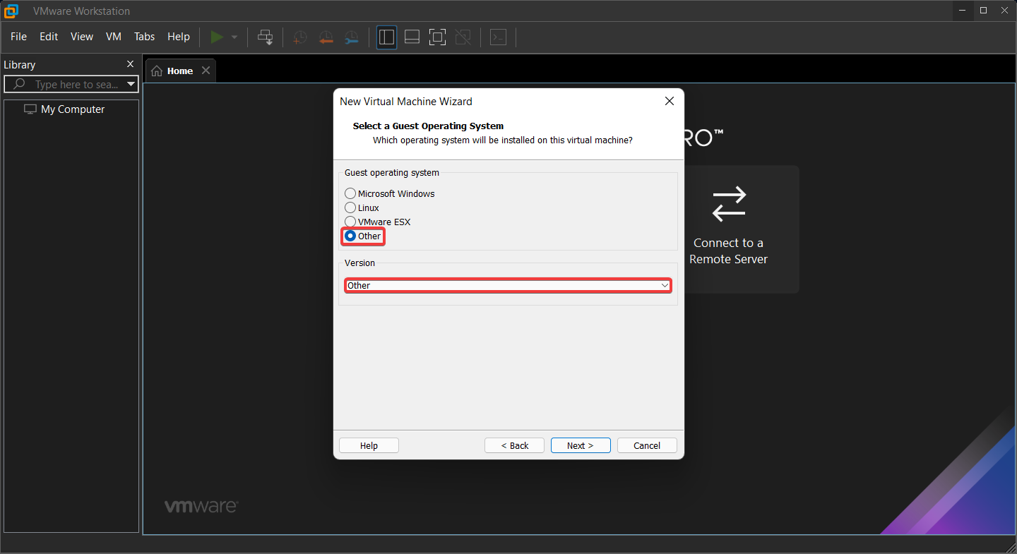  Select OS as and version as others