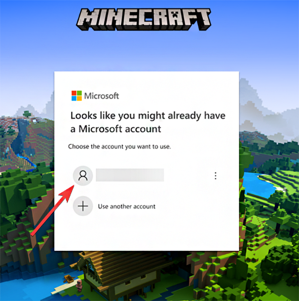 Select microsoft account for link mojang account to xbox