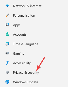 select Privacy & security in Settings