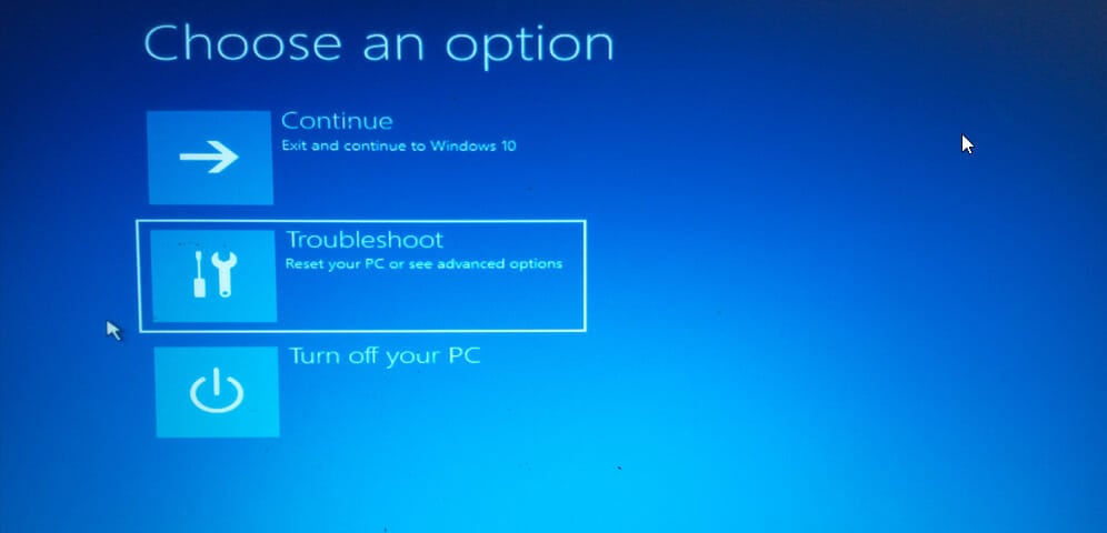 Select Troubleshoot