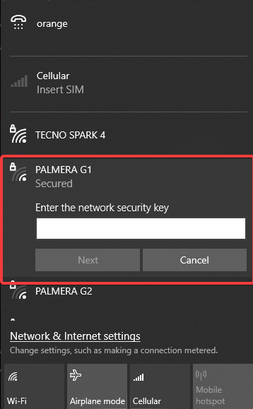 Input Wi-Fi password