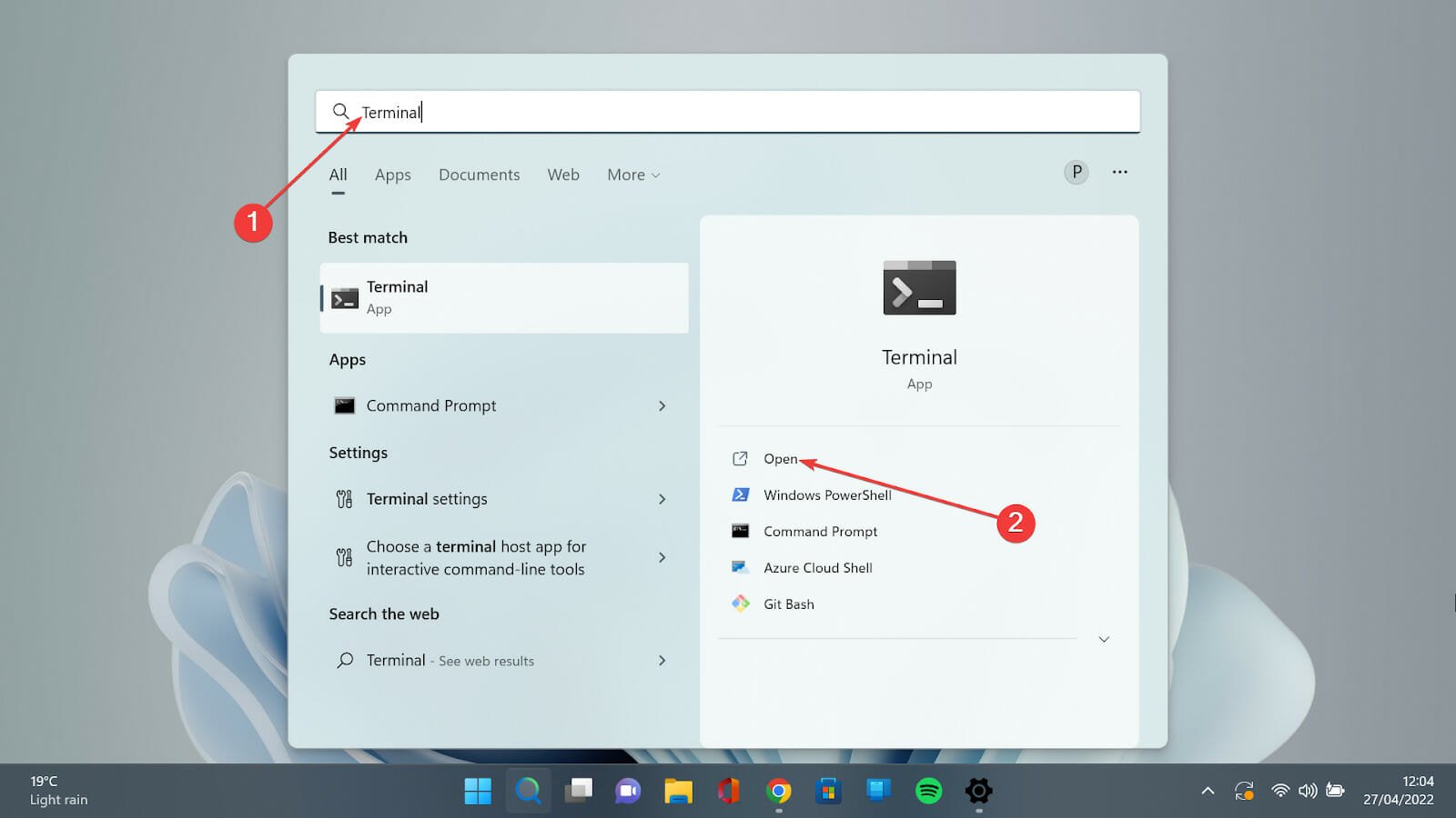 Windows terminal settings