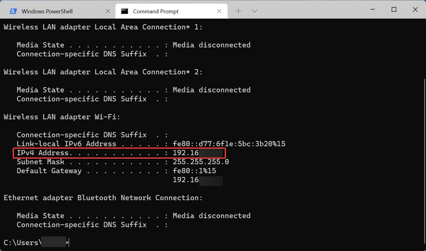 IP address cmd