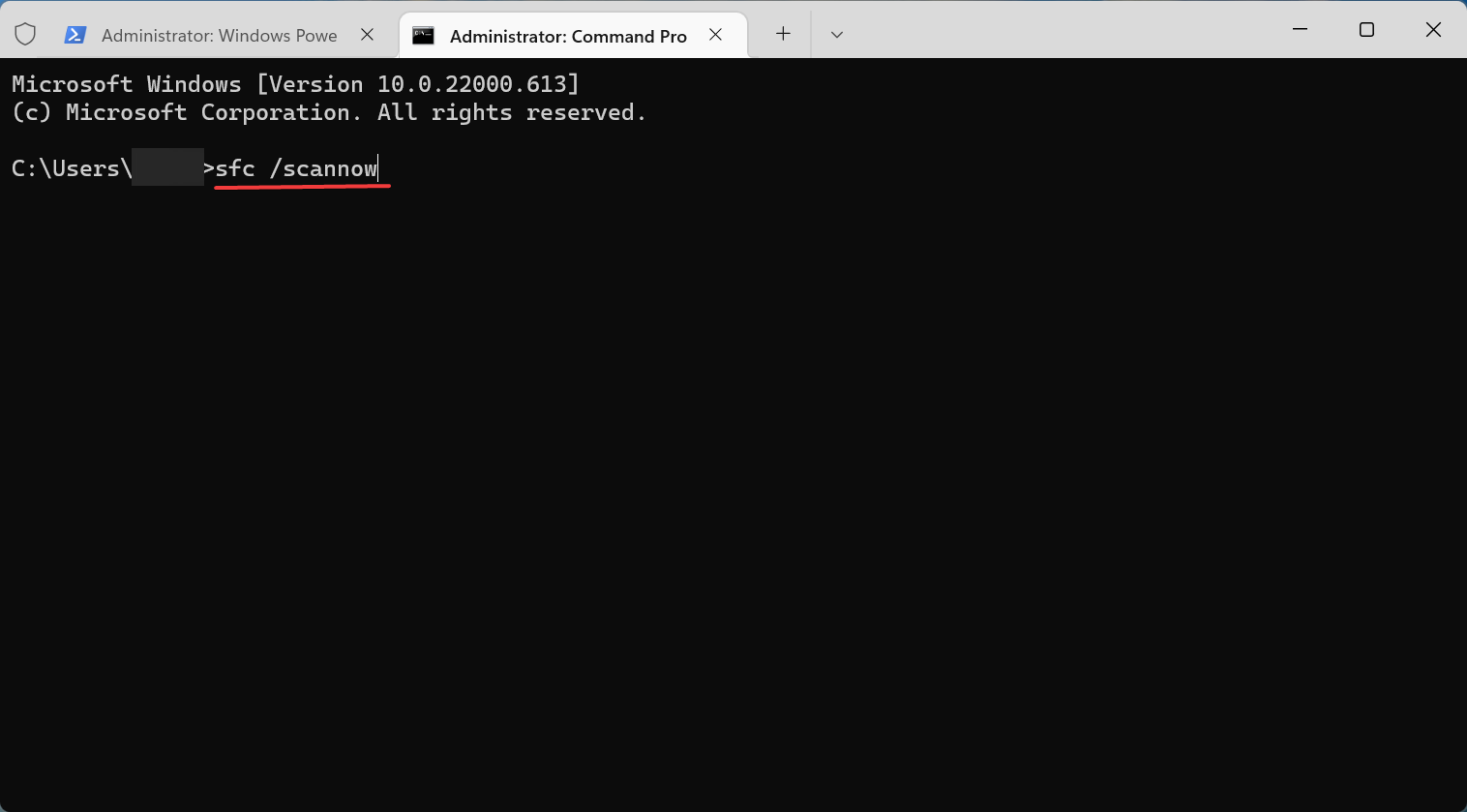 SFC scan to fix windows 11 system restore taking a long time