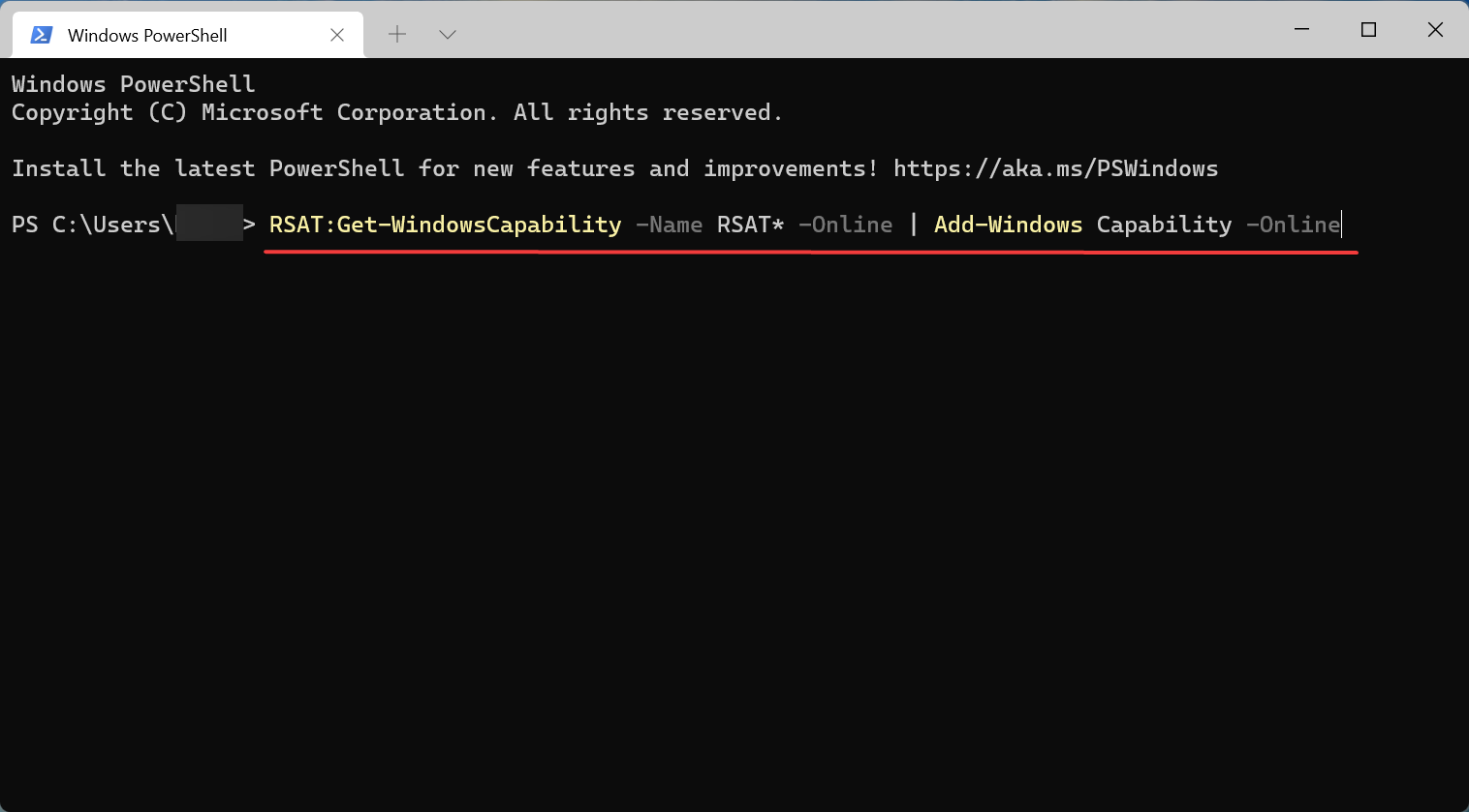 Run command to fix rsat windows 11 couldn't install