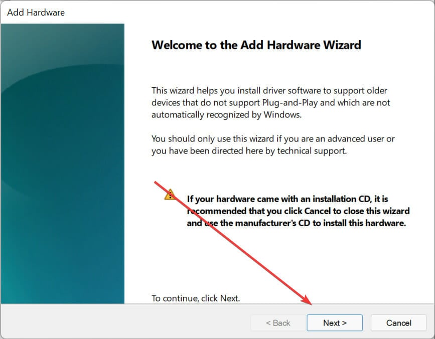 Adding legacy hardware using computer management