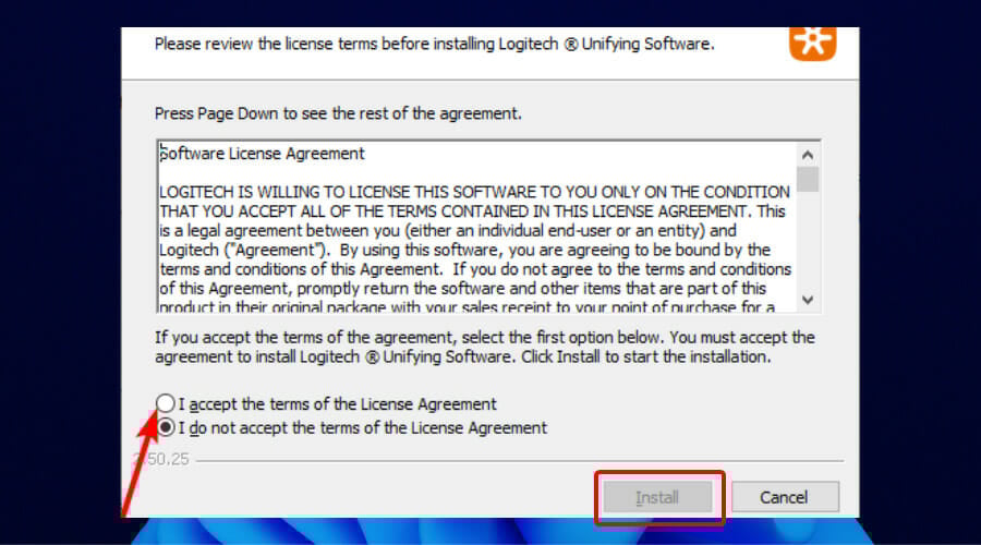 agreement windows 11 logitech unifying