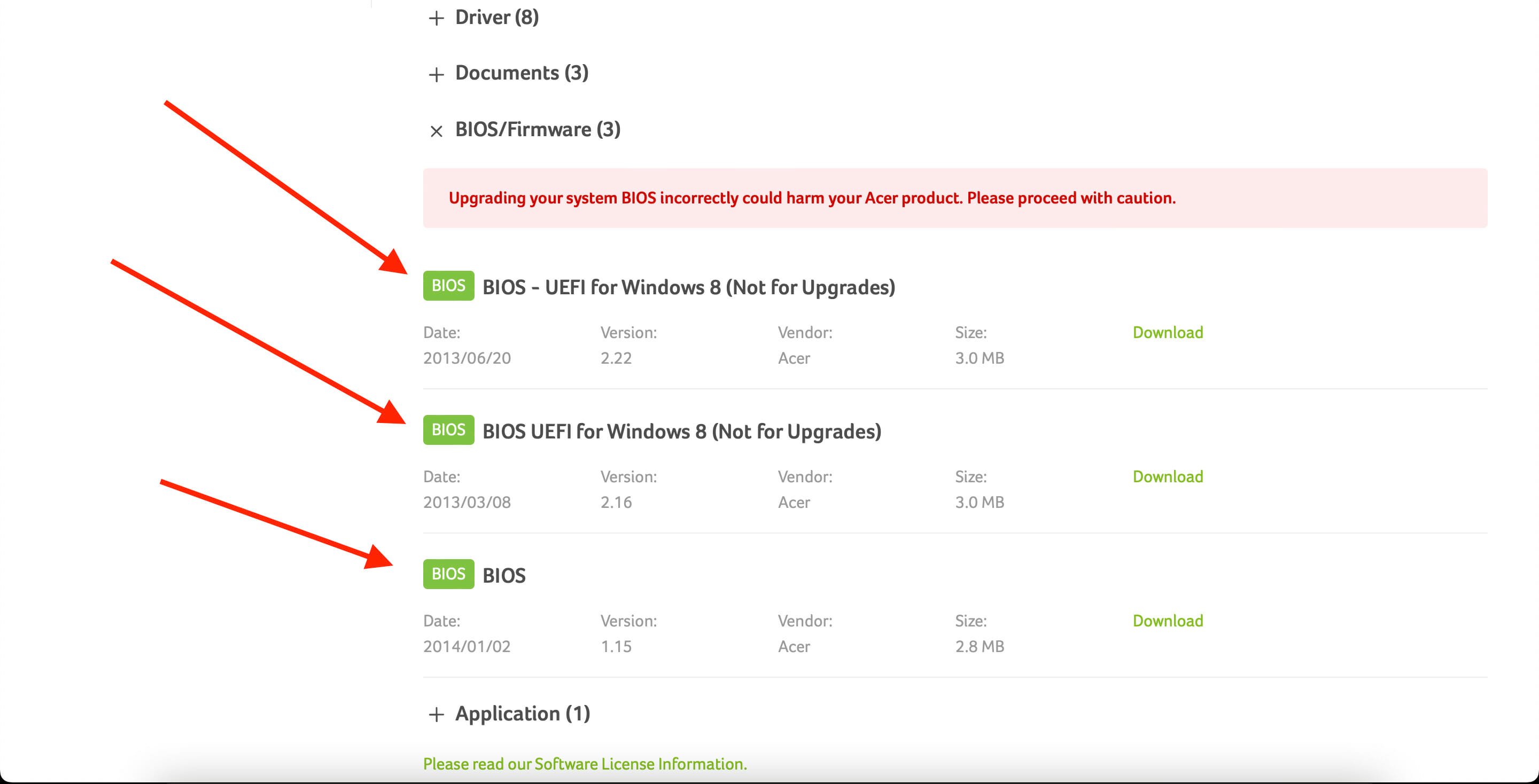 List of BIOS available for download
