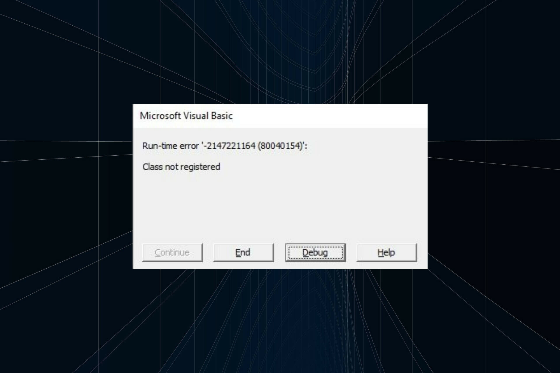 Fix Class not registered VBA error