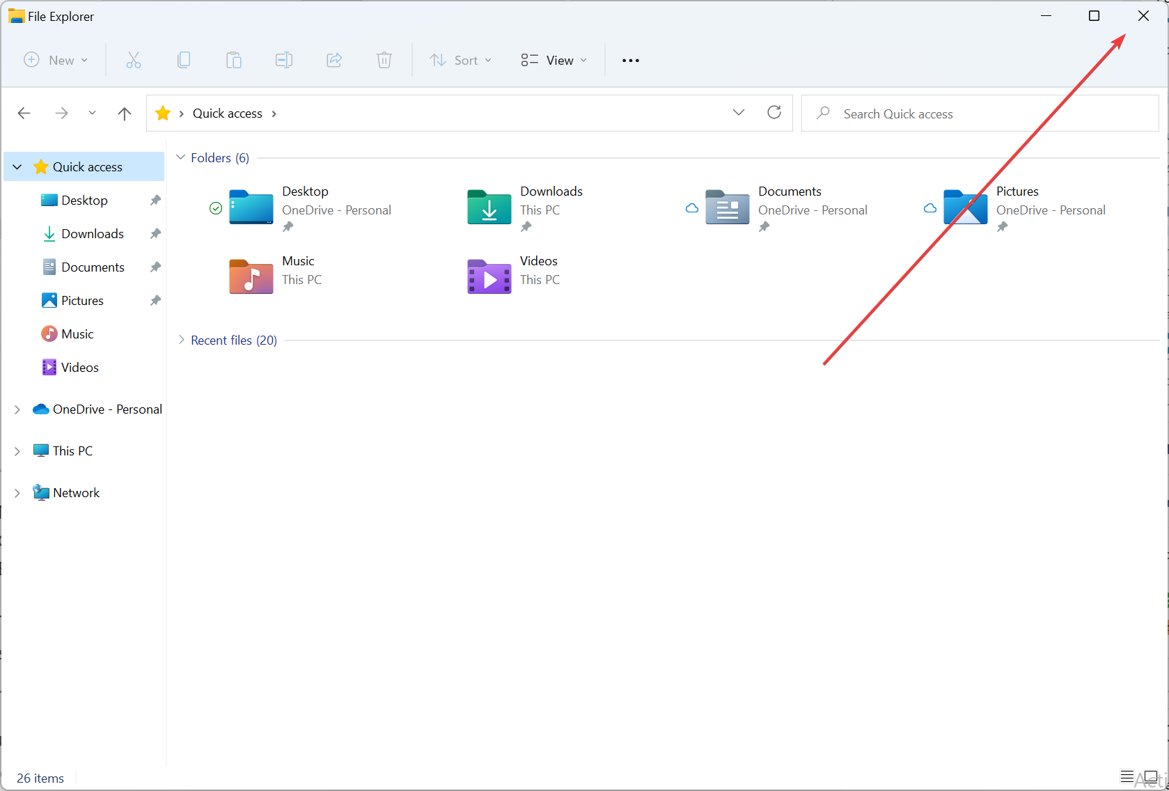 Closing the File Explorer