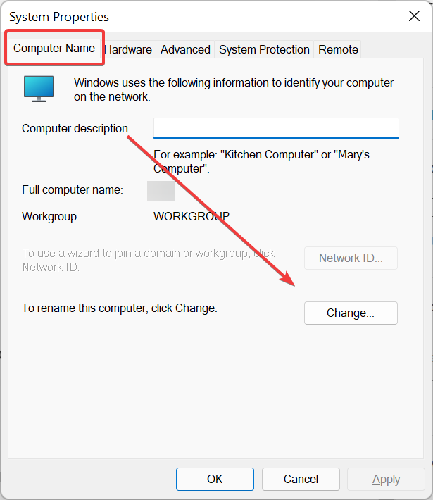 Changing computer name