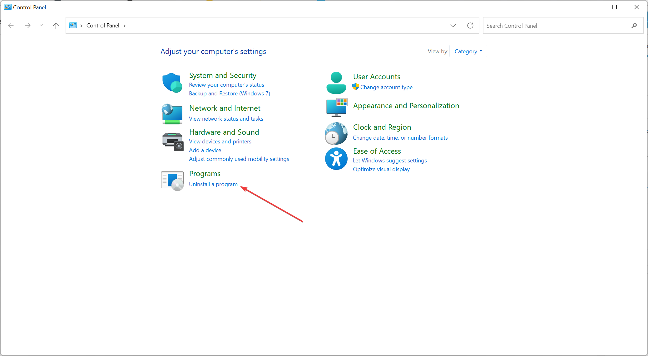 Uninstalling a program