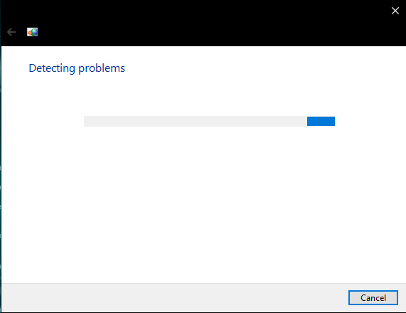 Troubleshooter will start detecting problems