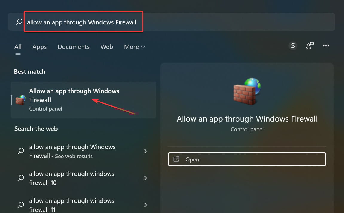 Allow an app through Windows Firewall to fix windows 11 vpn slow