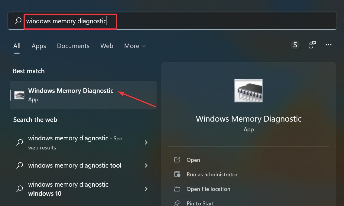 Windows Memory Diagnostic to fix windows 11 desktop not responding