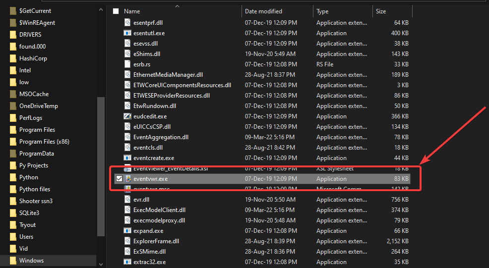 eventvwr.exe file