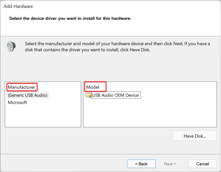 Selecting manufacturer and model