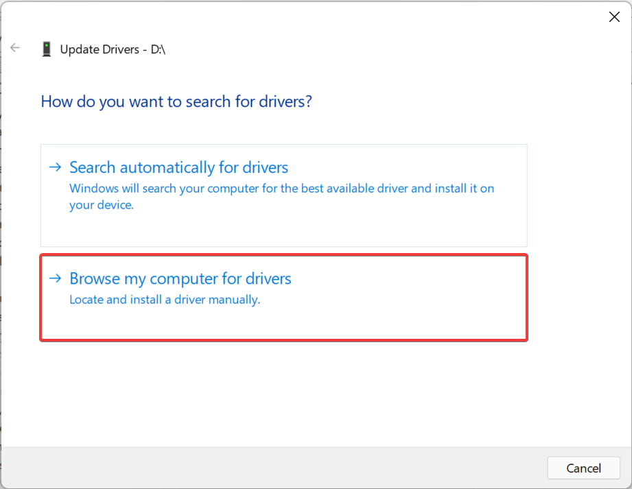 Browse my computer for drivers