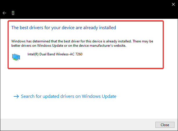 Updated driver already exists 