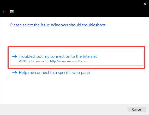 Troubleshoot options