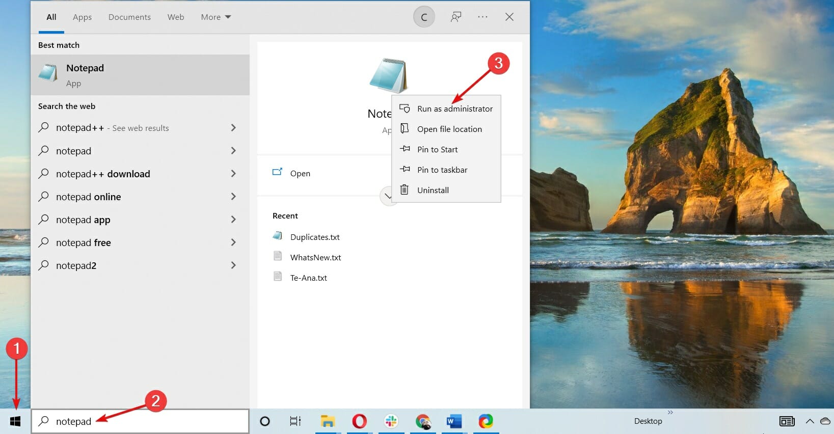 notepad run as administrator windows 10