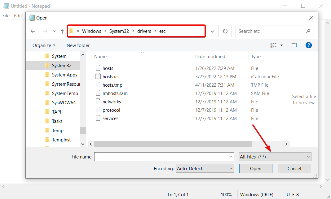 notepad all files windows