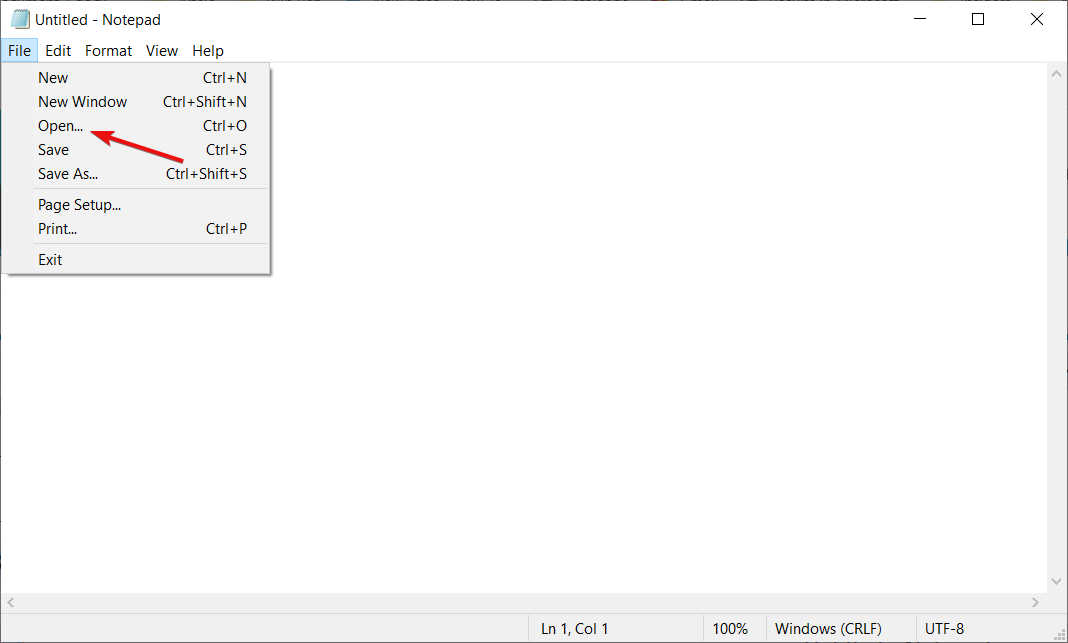 notepad open new