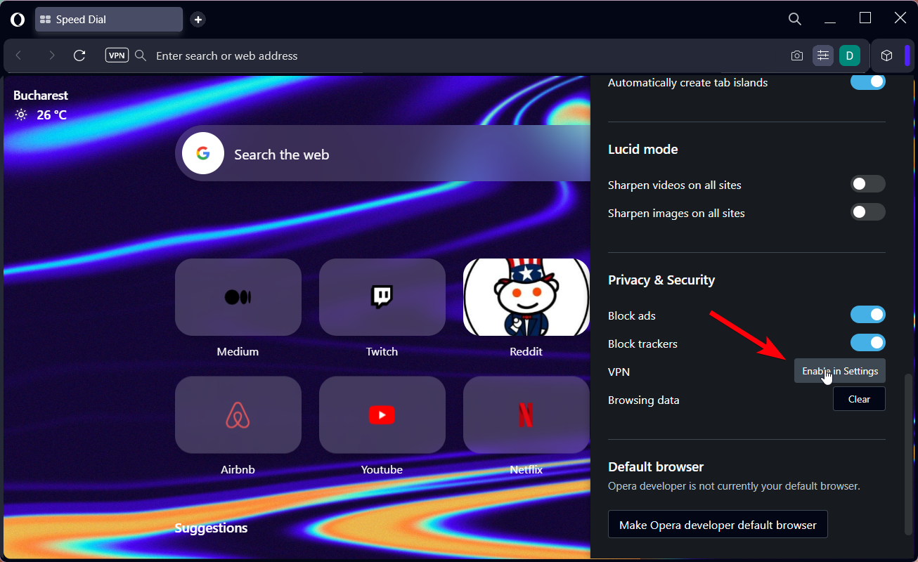 click VPN Enable