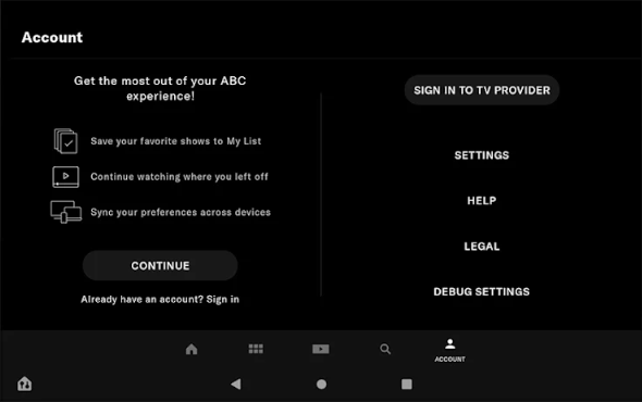 ABC app account