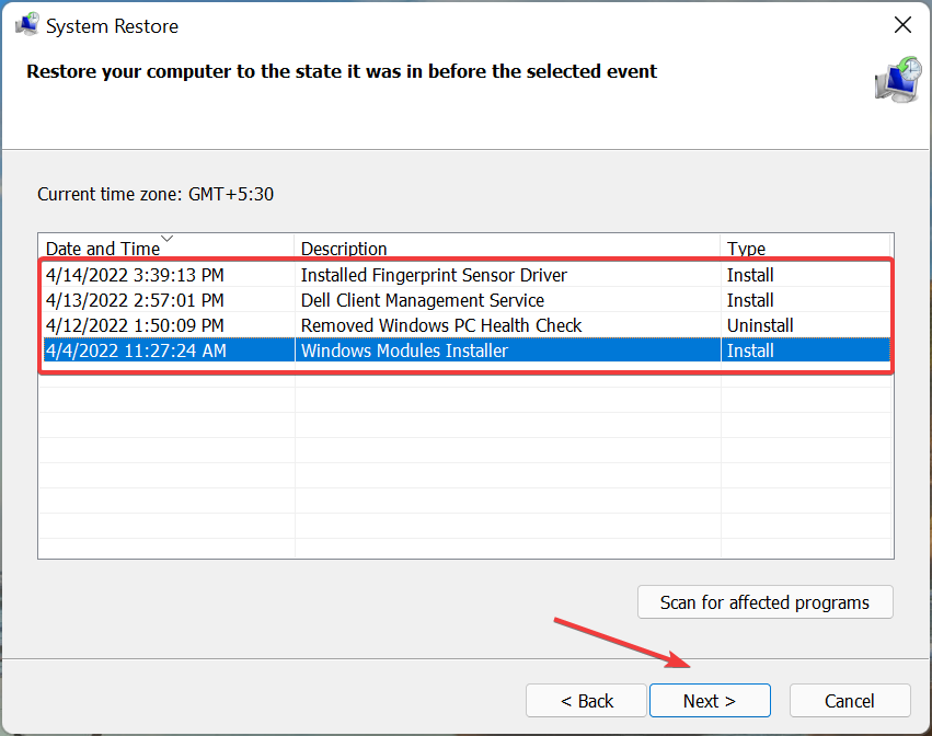 Select another restore point to fix windows 11 system restore taking a long time