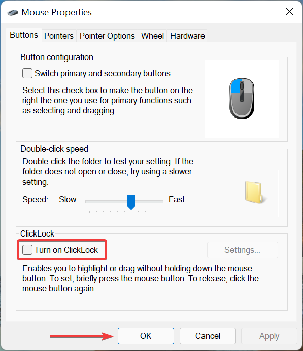 Disable ClickLock