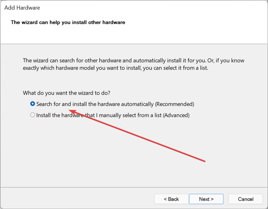 Searching and installing the hardware automatically