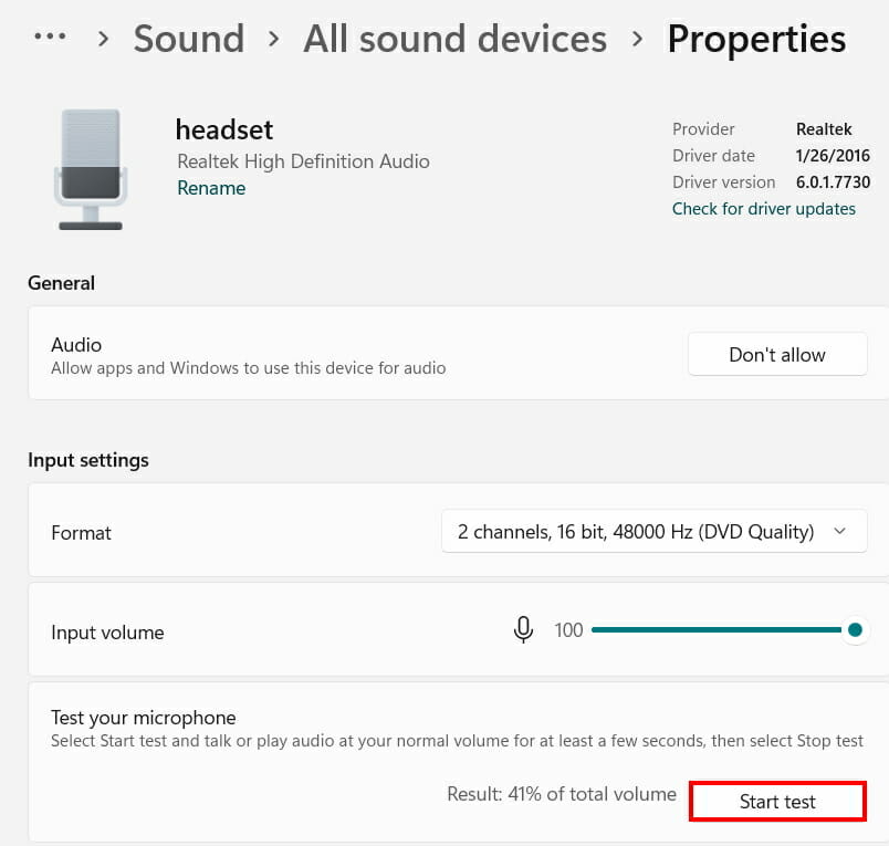 test sound device