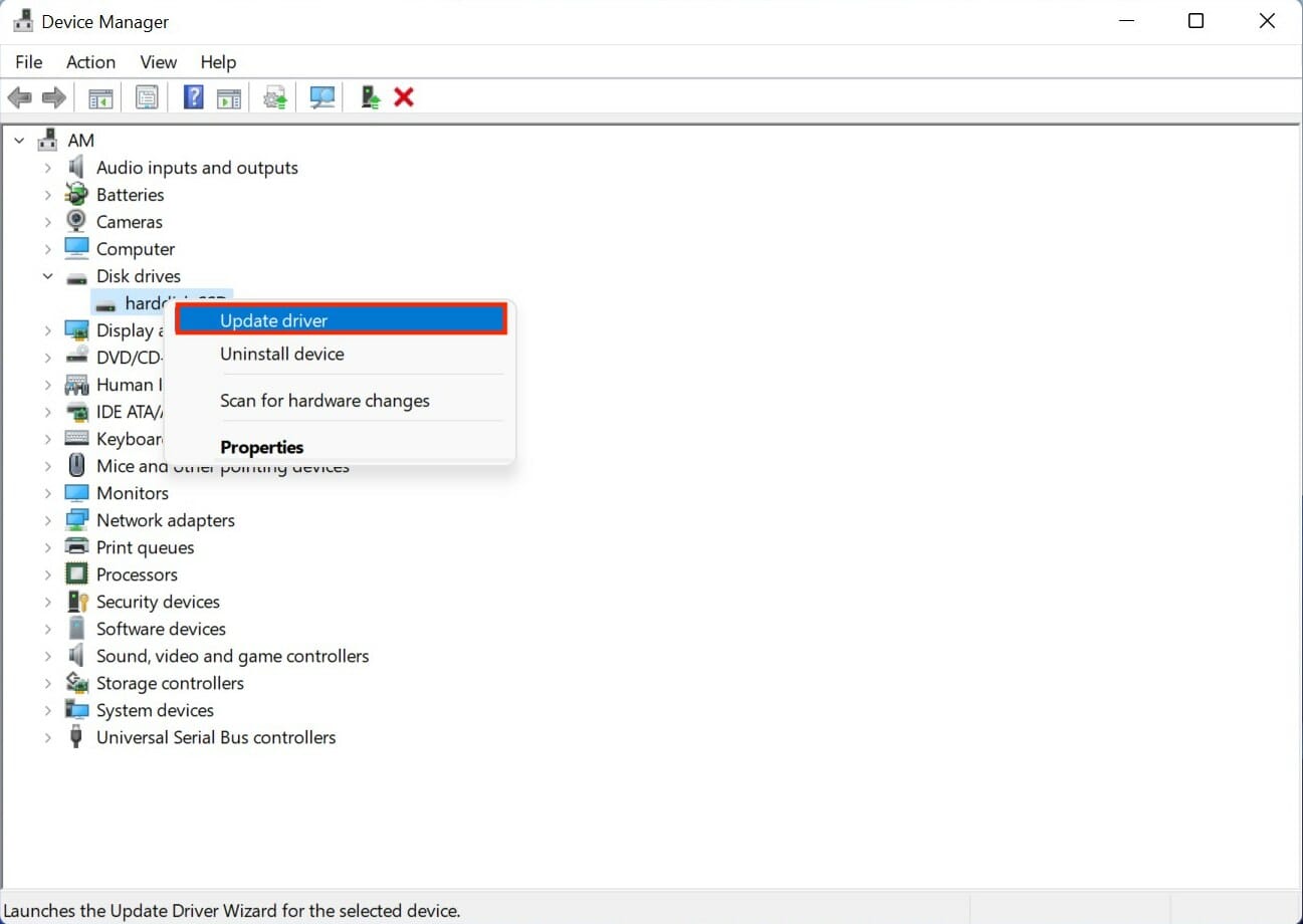 Updating drivers in device manager