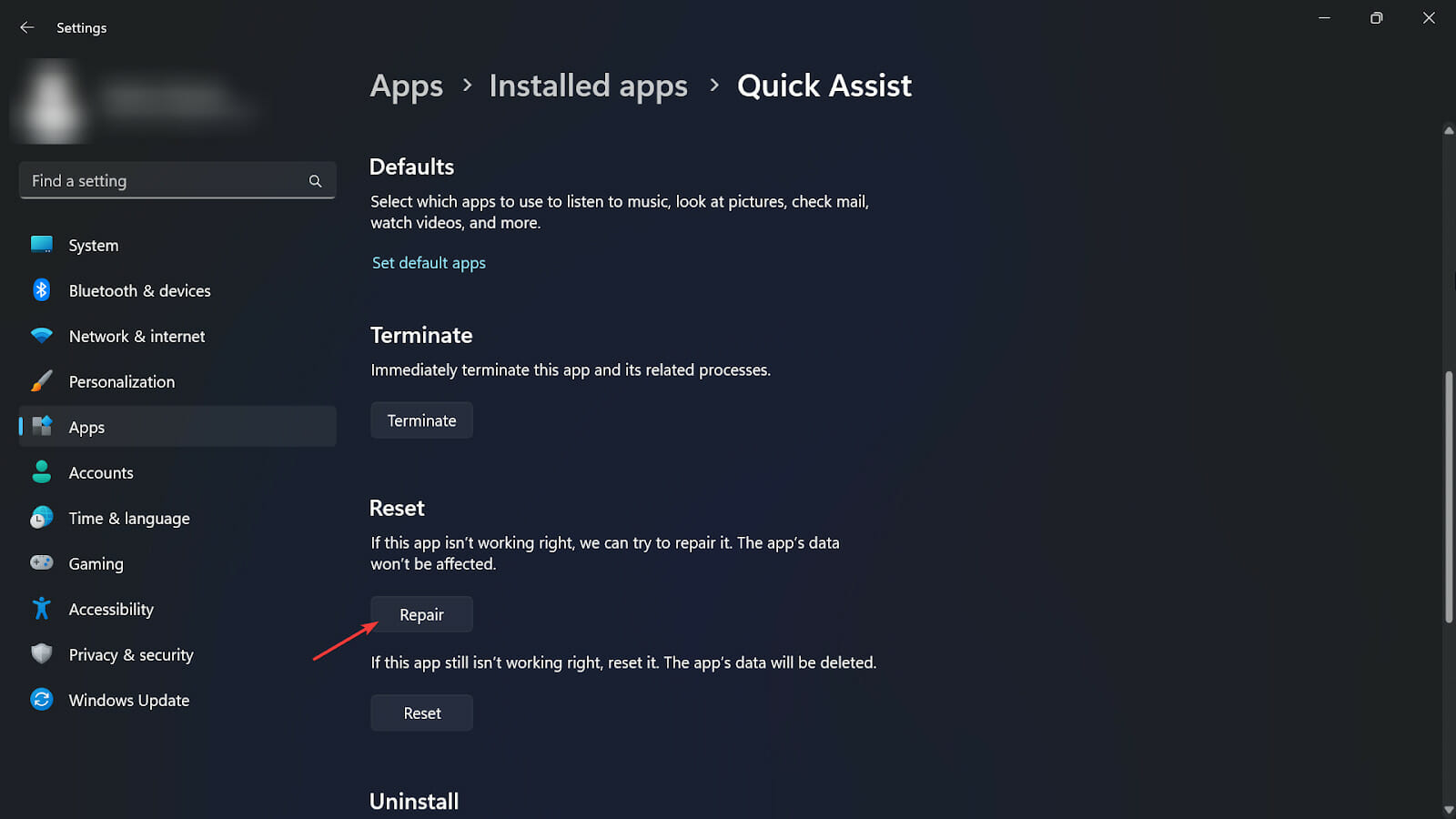 Quick Assist Fixes