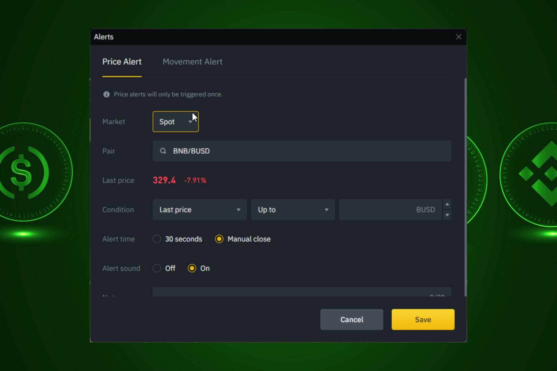 Binance Alerts not working