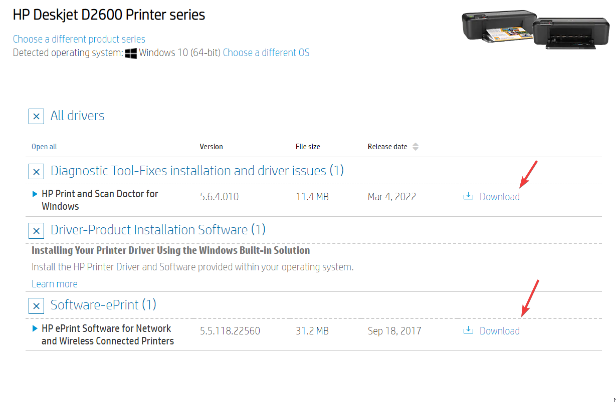 Download HP printer drivers