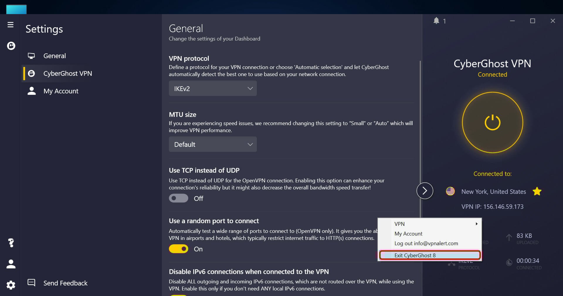 Disabling VPN