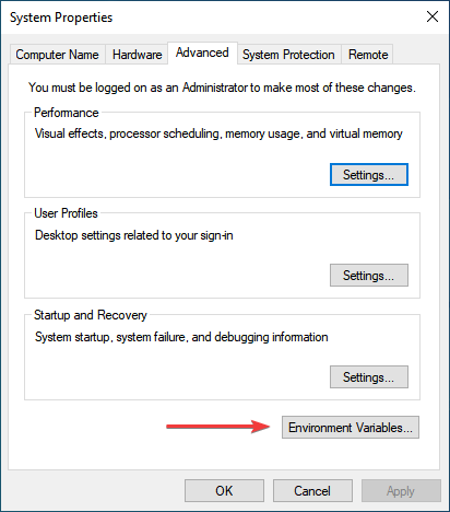 Environment variables