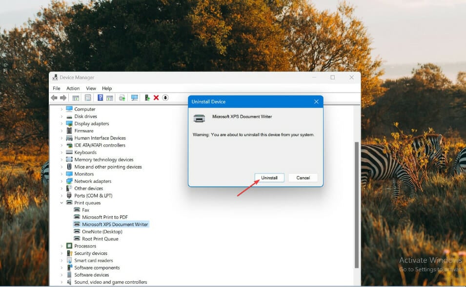 Uninstall printer drivers