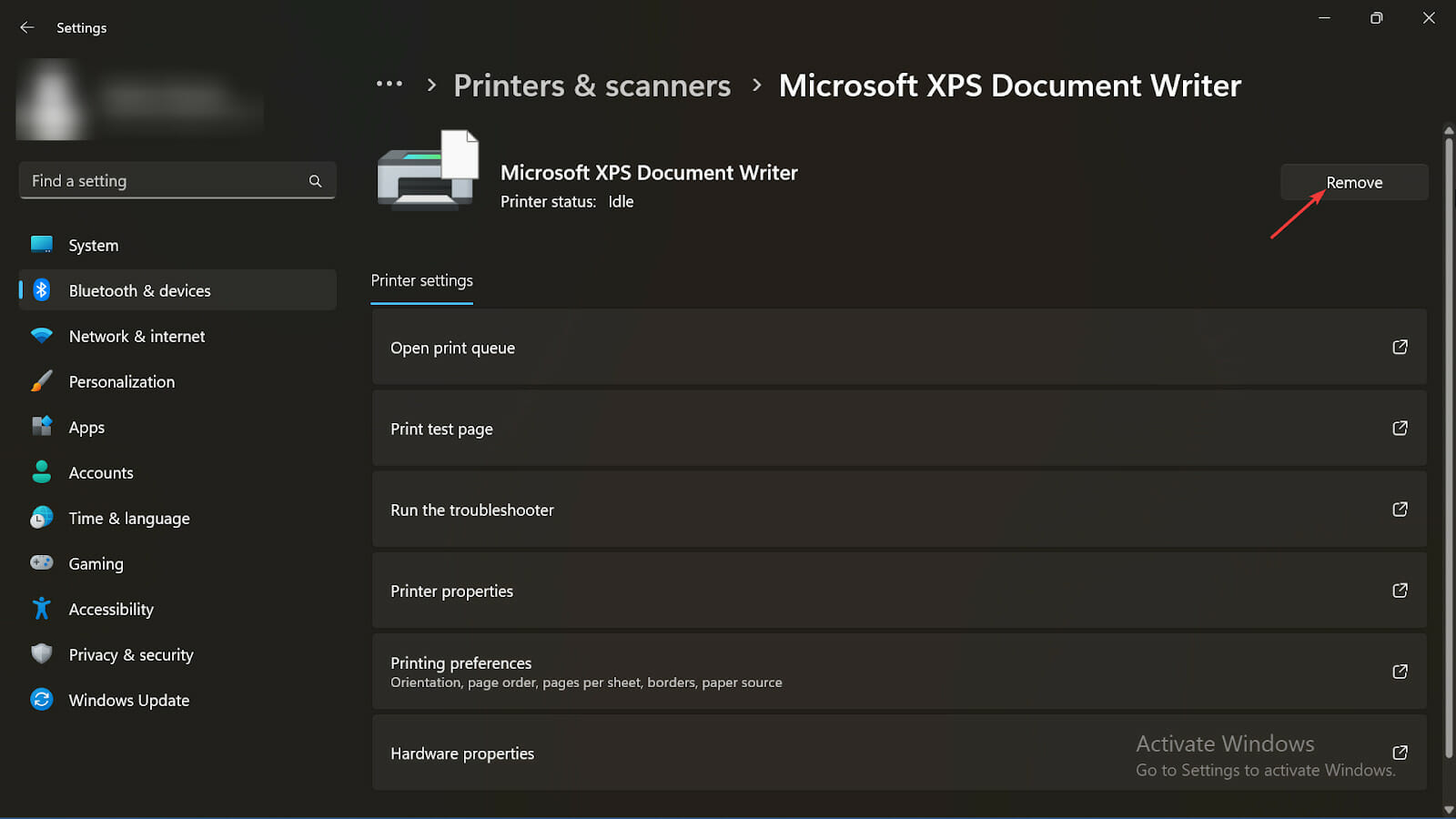 Uninstall printer drivers