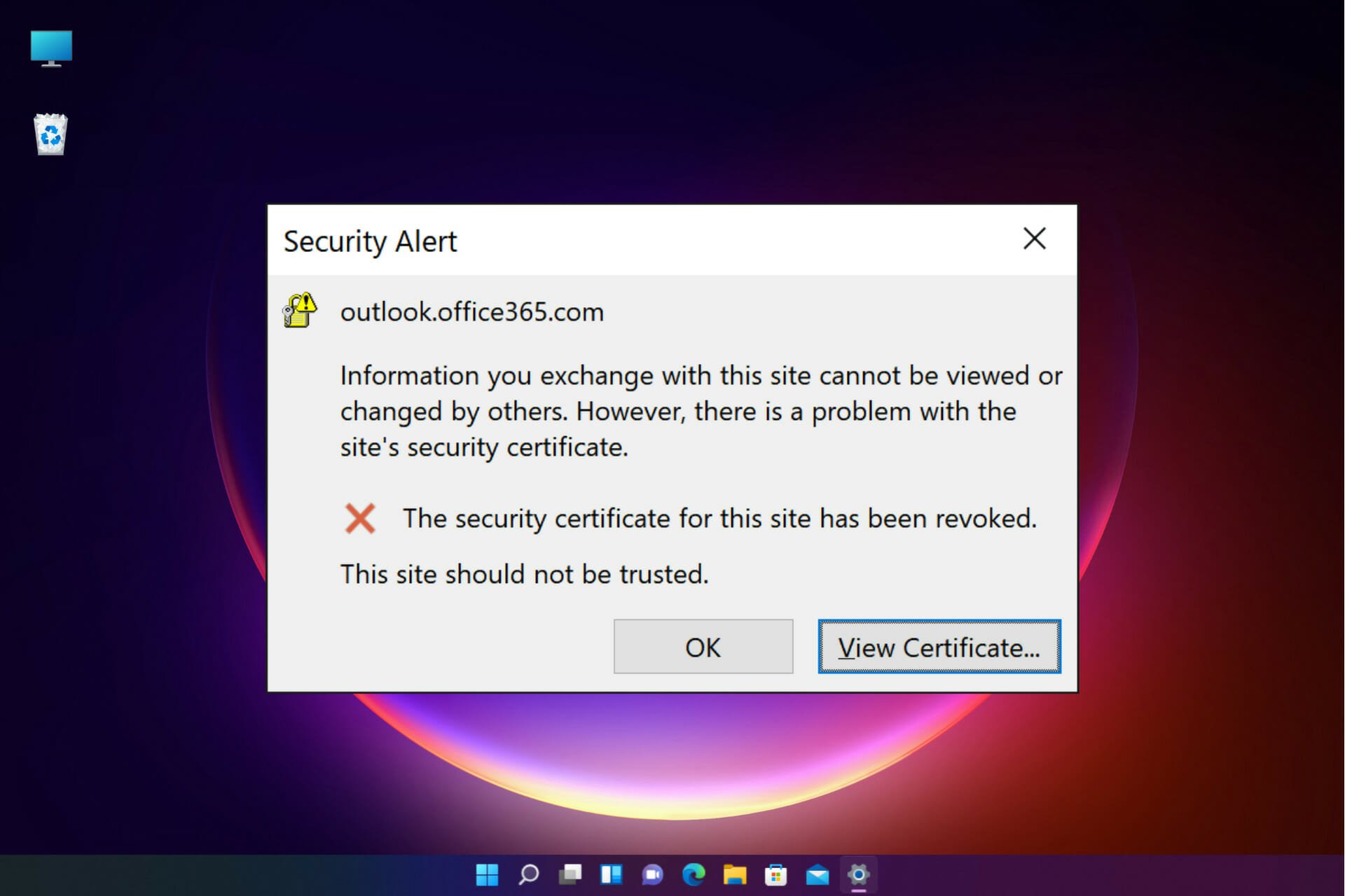 the name on the security certificate is invalid