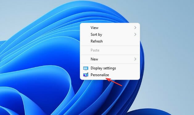 Windows personalize options
