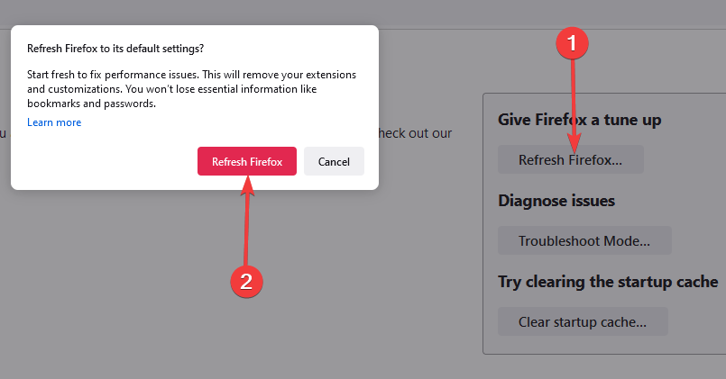 refresh firefox