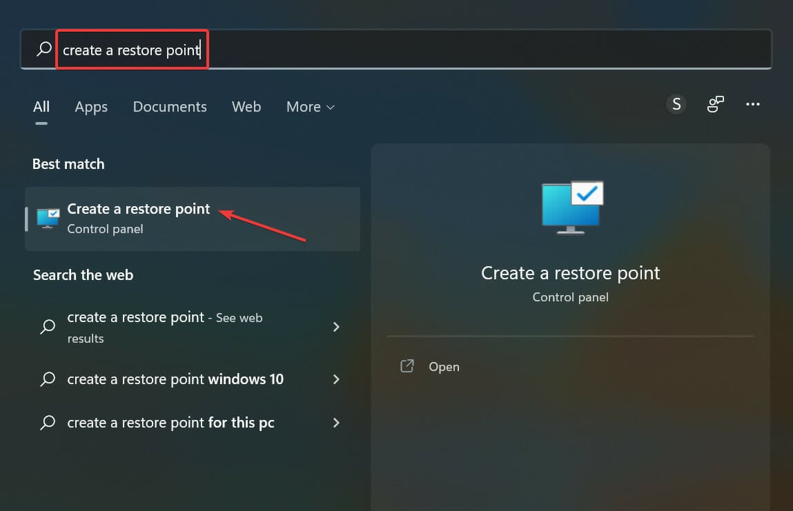 Create a restore point
