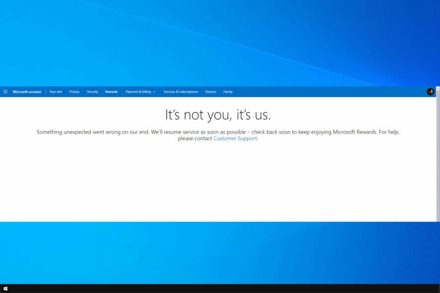 microsoft rewards error