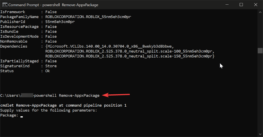 cmd remove app