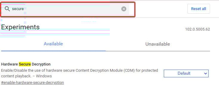 secure search box chrome
