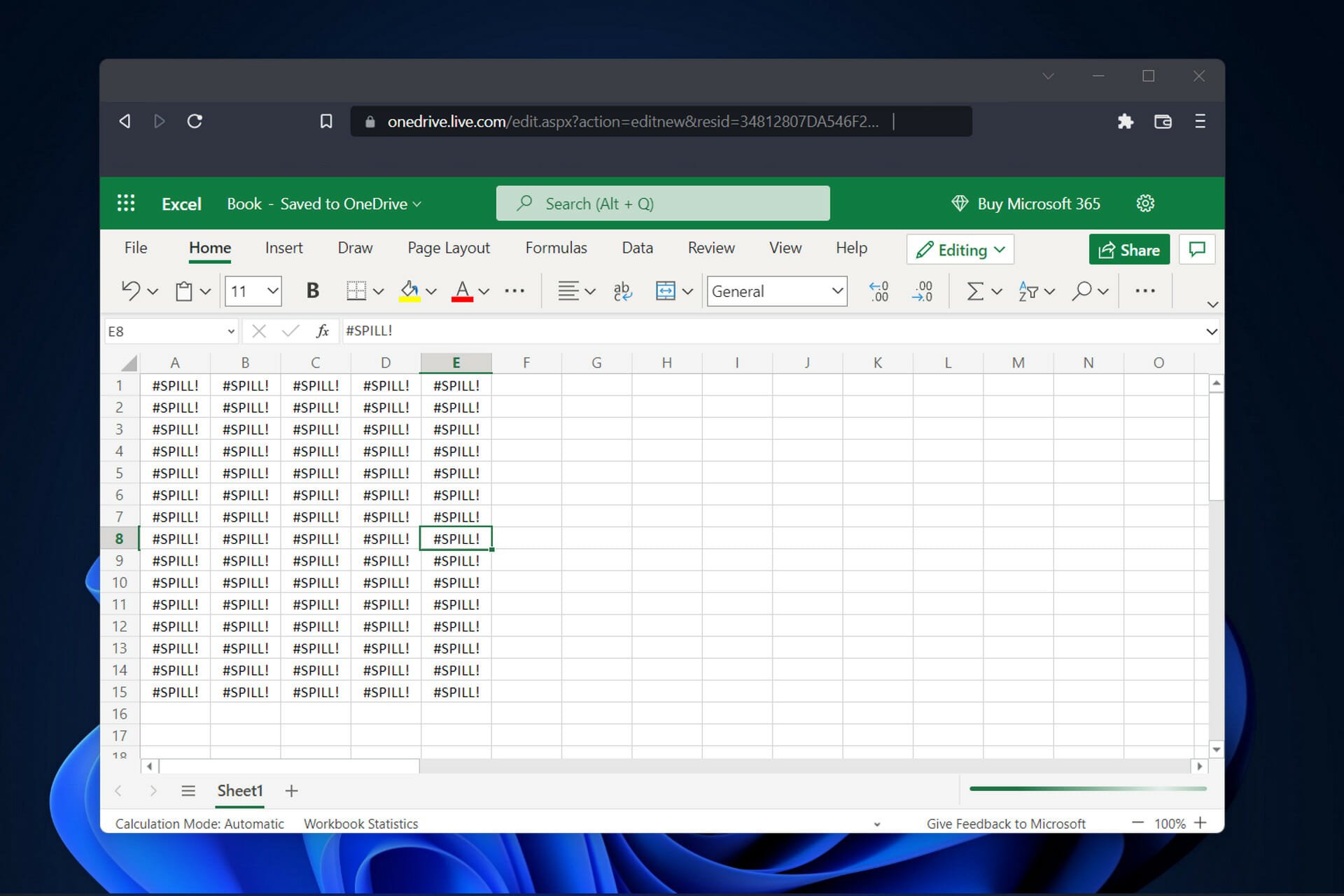 spill excel spill error
