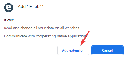 Add IE Tab extension
